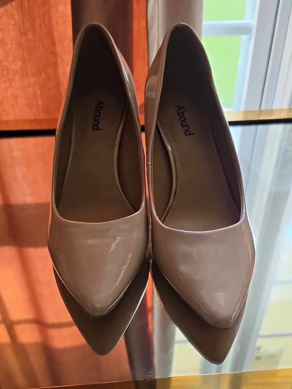Abound Women's Patent Pointed-Toe Flats in Light Beige